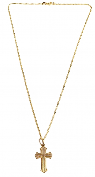 MASSIV ECHTE GOLDKETTE 585 (14K) MIT ECHTEM 585 (14K) KREUZANHÄNGER