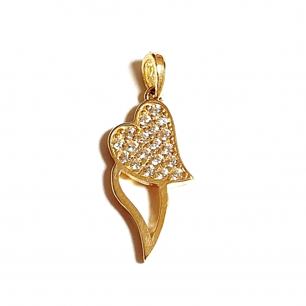GOLDANHÄNGER 585/-14K GOLD HERZ MIT STEINEN