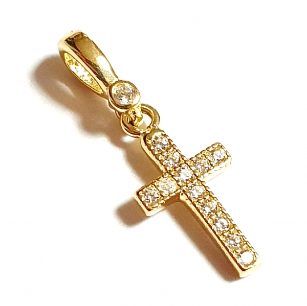 ECHTER GOLDANHÄNGER 585/-14K GOLD KREUZ MIT STEINEN