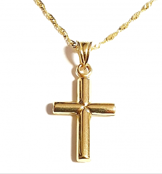 MASSIV ECHTE GOLDKETTE 585 (14K) MIT ECHTEM 585 (14) KREUZANHÄNGER
