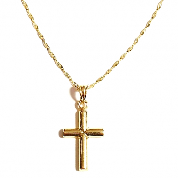 MASSIV ECHTE GOLDKETTE 585 (14K) MIT ECHTEM 585 (14) KREUZANHÄNGER