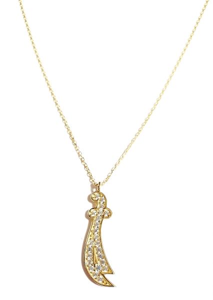 585/-14K GOLD Collier SCHWERT (KILIC) mit ZIRKONIA