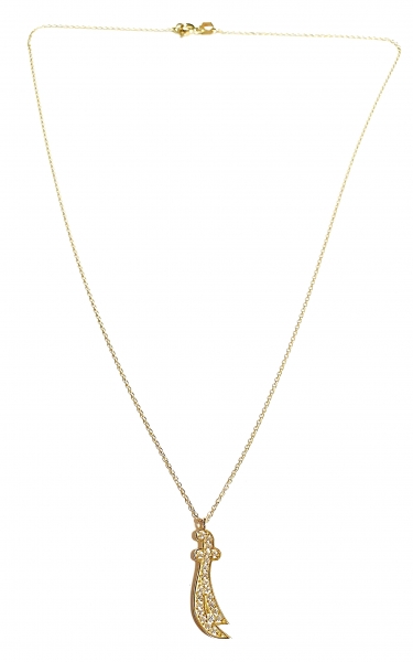 585/-14K GOLD Collier SCHWERT (KILIC) mit ZIRKONIA