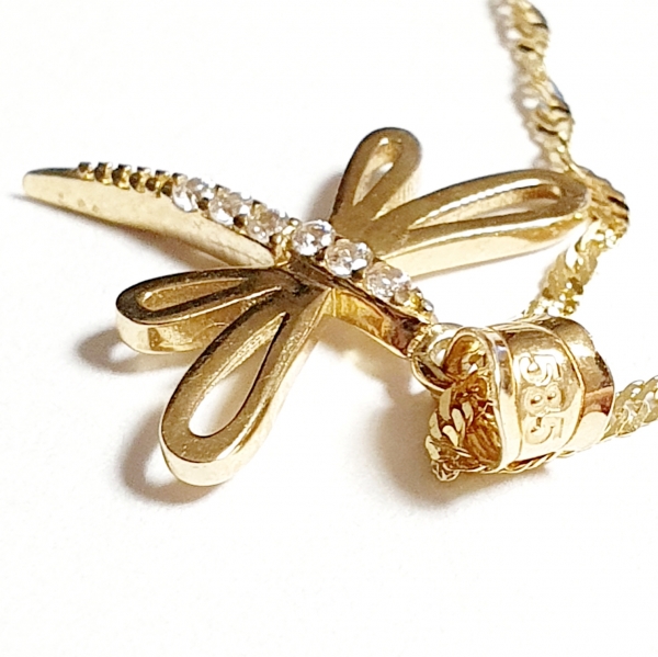 GOLDKETTE 585/-14K MIT ECHTEM 585 / -14K LIBELLEN ANHÄNGER
