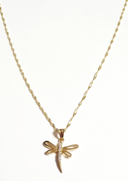 GOLDKETTE 585/-14K MIT ECHTEM 585 / -14K LIBELLEN ANHÄNGER