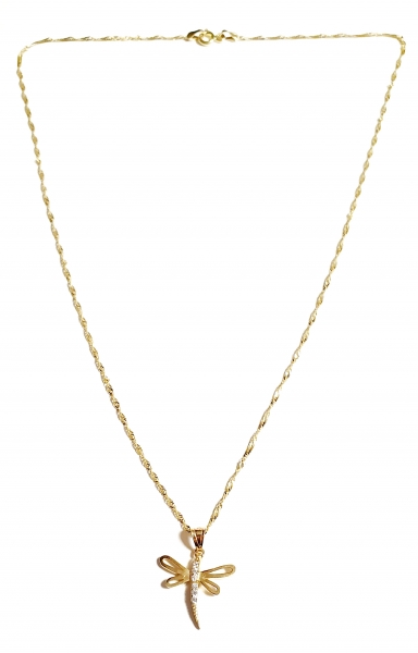 GOLDKETTE 585/-14K MIT ECHTEM 585 / -14K LIBELLEN ANHÄNGER