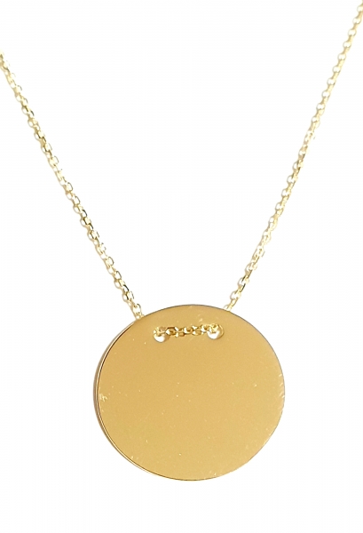 585/-14K GOLD Collier mit runder Gold PLATTE, für Gavur super geeignet