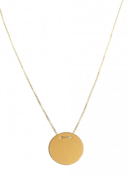 585/-14K GOLD Collier mit runder Gold PLATTE, für Gavur super geeignet