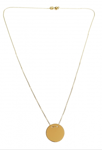 585/-14K GOLD Collier mit runder Gold PLATTE, für Gavur super geeignet