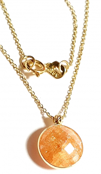 585/-14K GOLD Collier mit feuerfarbenem Bergquarz