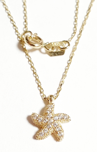585/-14K GOLD magischer SEESTERN Gold Collier