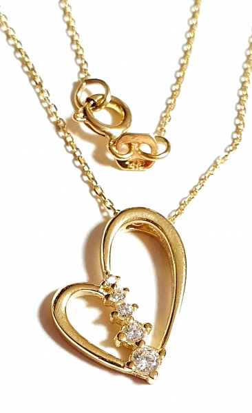 585/-14K GOLD HERZ Collier wirklich bezaubernd