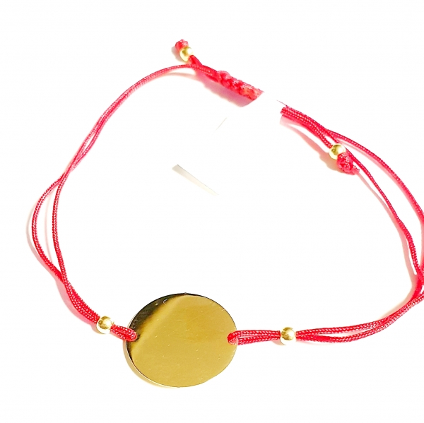 585/-14K GELBGOLD ARMBAND MIT KREISPLATTE, für GRAVUR geeignet