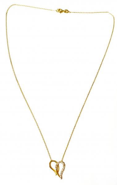 585/-14K GOLD HERZ Collier mit Zirkonia bestückt