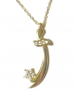 585/-14K GOLD Collier SCHWERT STERN (KILIC) mit hochwertigen ZIRKONIA